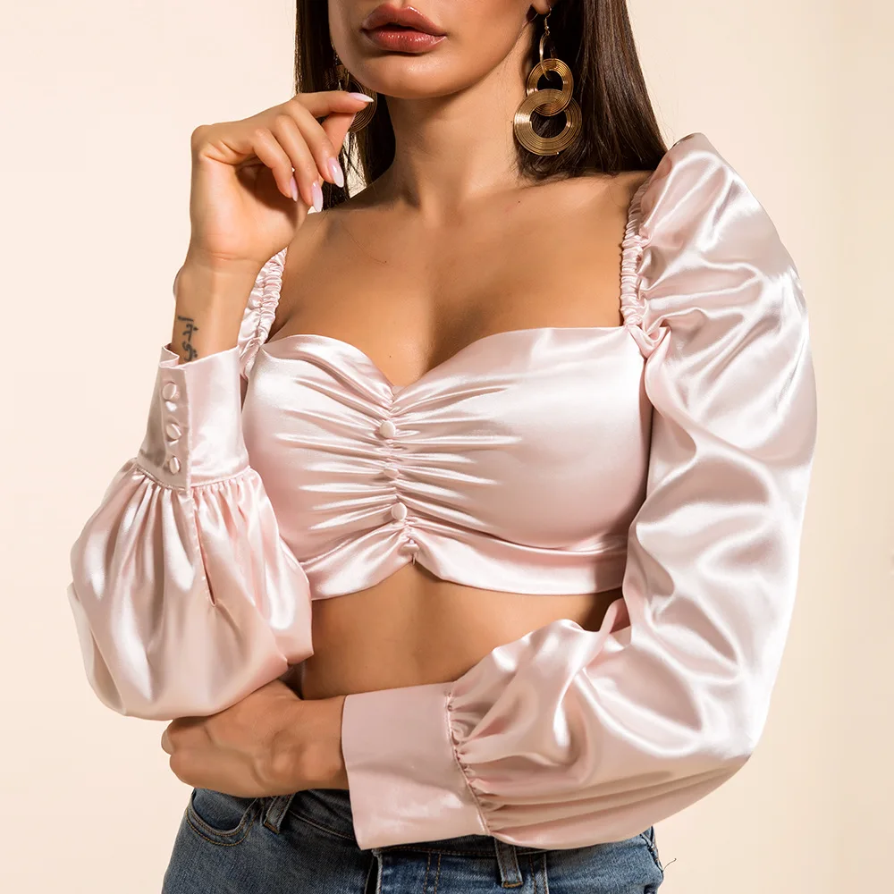 pink satin crop top plus size women clothes 2019 summer fashion long sleeve shirt streetwear sexy tunic tops strapless T7304
pink satin crop top plus size women clothes 2019 summer fashion long sleeve shirt streetwear sexy tunic tops strapless T7304