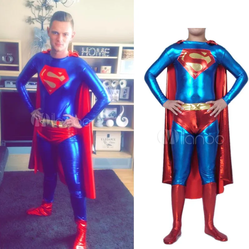 2nd Skin Full Body Spandex Zentai Jumpsuit Adult Unitard Costume Superman