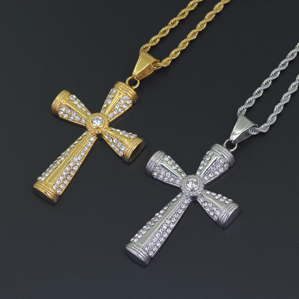 Stainless Steel Jewelry Gold Silver Color Cross Pendant Necklace Hip Hop Jewelry 24inch Rope chain SN142
Stainless Steel Jewelry Gold Silver Color Cross Pendant Necklace Hip Hop Jewelry 24inch Rope chain SN142