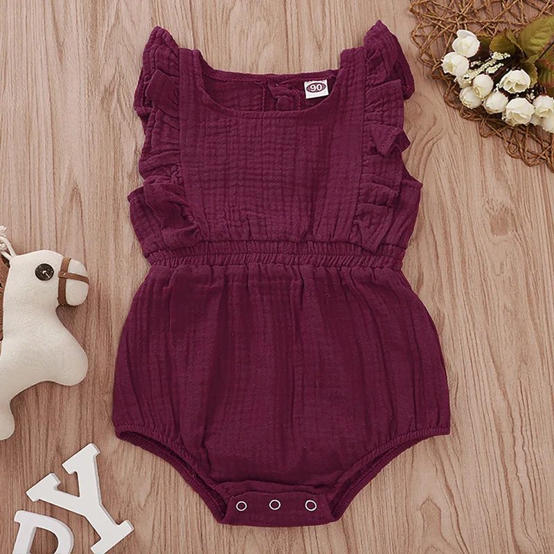 Summer Baby Romper Girls Rompers Solid Color Ruffles Burgundry Infant Rompers Baby Girls Clothing
Summer Baby Romper Girls Rompers Solid Color Ruffles Burgundry Infant Rompers Baby Girls Clothing
