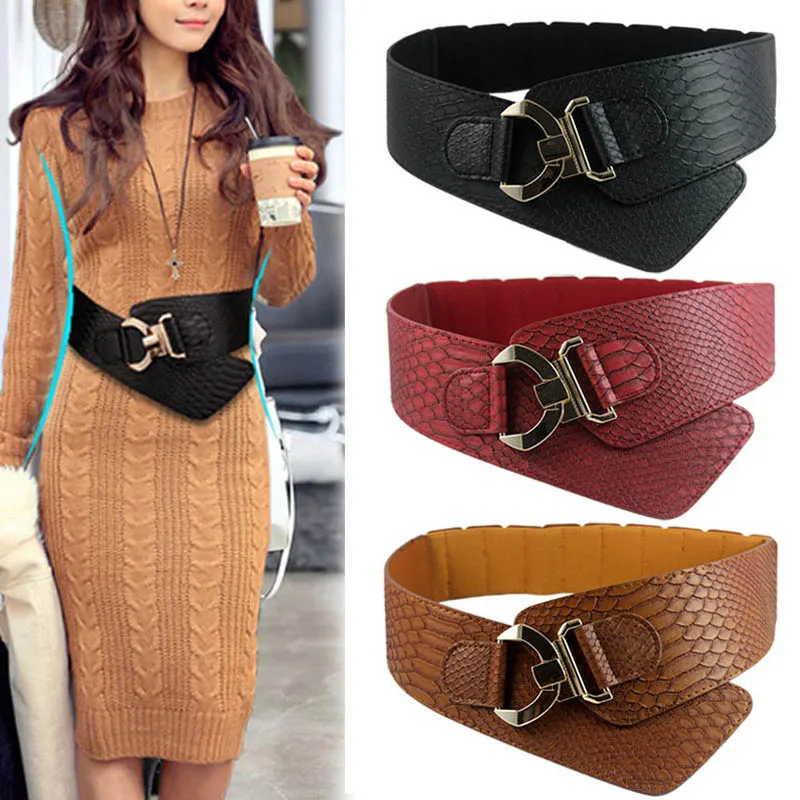 Fashion Woman Waist Belt PU Leather Snakeskin Pattern Oblique Elastic Personality Ladies Girls Super Wide Belts H9
Fashion Woman Waist Belt PU Leather Snakeskin Pattern Oblique Elastic Personality Ladies Girls Super Wide Belts H9