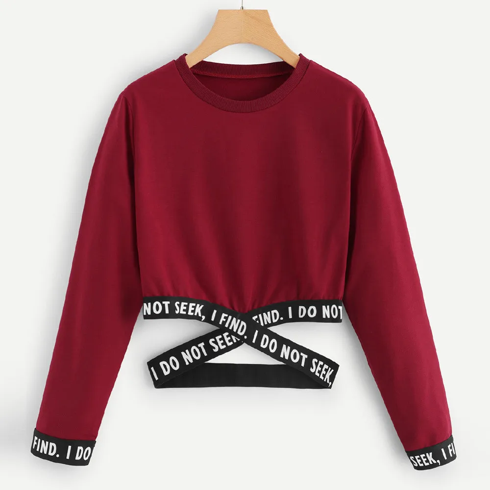 Women Long Sleeve solid color Loose Short Crop Tops Letter Print Hoodies Sweatshirts Casual Outwear Autumn Pullover
Women Long Sleeve solid color Loose Short Crop Tops Letter Print Hoodies Sweatshirts Casual Outwear Autumn Pullover