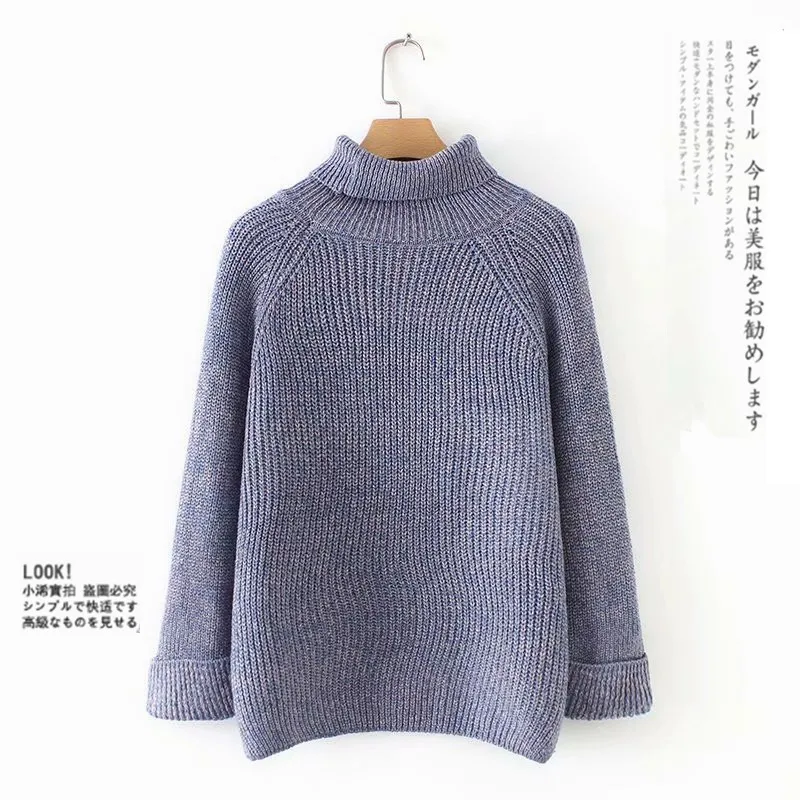 Японский стиль осенне-зимний свитер женский джемпер милый свободный водолазка