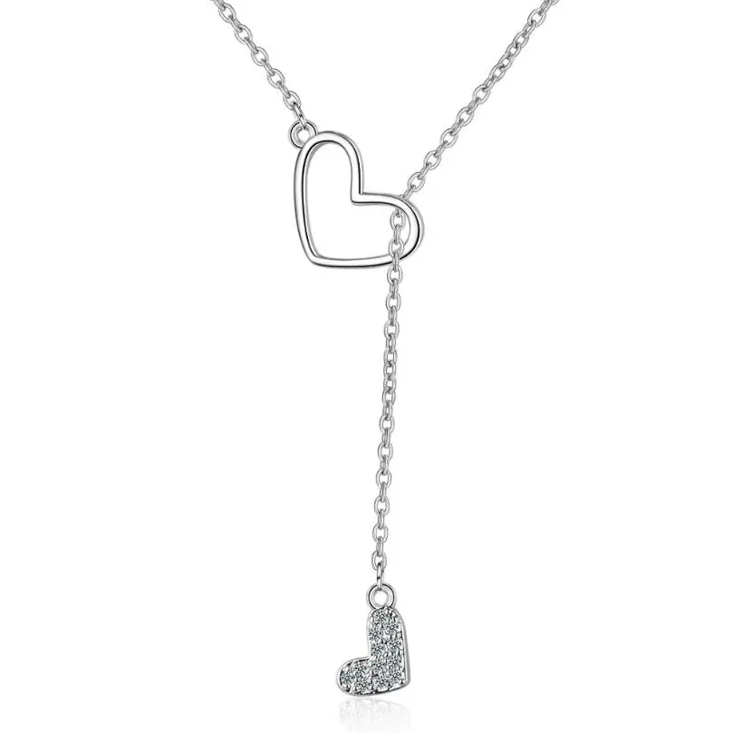 New Double Heart Full Zircon Pendant Necklace For Women Adjustable Short Clavicle Chain Choker 925 Sterling Silver Jewelry SAN46
New Double Heart Full Zircon Pendant Necklace For Women Adjustable Short Clavicle Chain Choker 925 Sterling Silver Jewelry SAN46