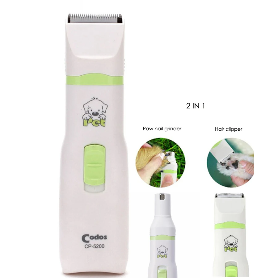 CP-5200 hot 2 in 1 Pet Dog Cat Hair Trimmer Paw Nail Grinder Grooming Clippers Nail Cutter Hair Cutting Machine
CP-5200 hot 2 in 1 Pet Dog Cat Hair Trimmer Paw Nail Grinder Grooming Clippers Nail Cutter Hair Cutting Machine