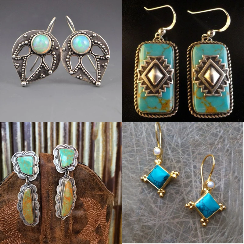 Retro Ethnic Carving Earrings Green Blue Stone Shield Shaped Geometric Earring Hollow Leaf Charm Bohemia Earrings Z3C125
Retro Ethnic Carving Earrings Green Blue Stone Shield Shaped Geometric Earring Hollow Leaf Charm Bohemia Earrings Z3C125