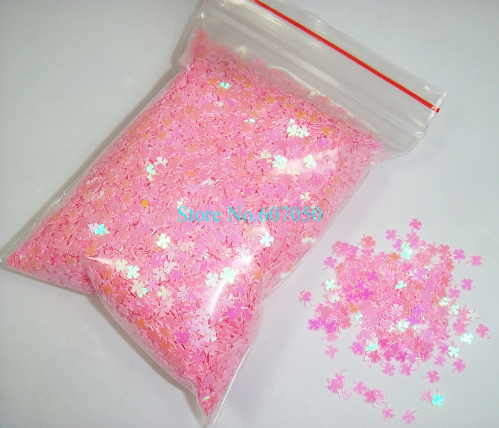 50g/bag x Nail Art Dazzling Pink Lucky Four Leaf Clover Glitter Paillette Spangles Shape-Free Shipping Wholesale | Красота и здоровье