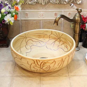 Lotus carving Jingdezhen ceramic sink wash basin Ceramic Counter Top Wash Basin Bathroom Sinks hotel sink 
Lotus carving Jingdezhen ceramic sink wash basin Ceramic Counter Top Wash Basin Bathroom Sinks hotel sink