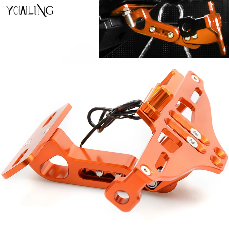 Motorcycle License Plate Frame Holder CNC Bracket with LED White Light For 2017 2018 KTM 125 200 250 390 690 790 1290 Duke RC390
Motorcycle License Plate Frame Holder CNC Bracket with LED White Light For 2017 2018 KTM 125 200 250 390 690 790 1290 Duke RC390