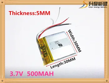 Free shipping Polymer battery 500 mah 3.7 V 503030 smart home MP3 speakers Li-ion battery for dvr,GPS,mp3,mp4,cell phone,speaker
Free shipping Polymer battery 500 mah 3.7 V 503030 smart home MP3 speakers Li-ion battery for dvr,GPS,mp3,mp4,cell phone,speaker