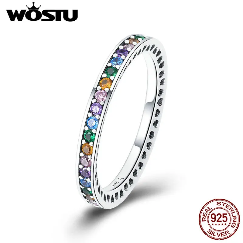 WOSTU Genuine 925 Sterling Silver Rainbow Colorful CZ Stone Finger Rings For Women Luxury Brand Party Silver Jewelry Gift DXR392
WOSTU Genuine 925 Sterling Silver Rainbow Colorful CZ Stone Finger Rings For Women Luxury Brand Party Silver Jewelry Gift DXR392