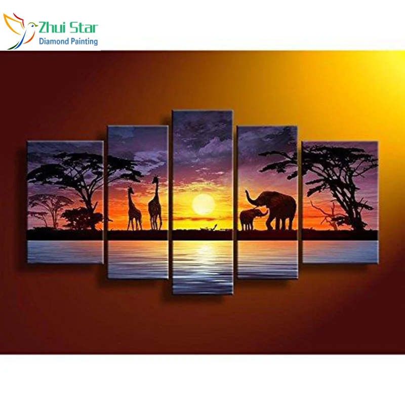 Zhui star 5D DIY full Square drill Diamond drawing Cross Stitch Elephant & giraffe 5pcs Embroidery Rhinestones Mosaic home decor 
Zhui star 5D DIY full Square drill Diamond drawing Cross Stitch Elephant & giraffe 5pcs Embroidery Rhinestones Mosaic home decor