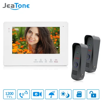 

JeaTone 7" TFT HD Video Doorbell Door Phone Intercom System IR Night Vision Camera IP65 Waterproof Home Security Kit 1200TVL