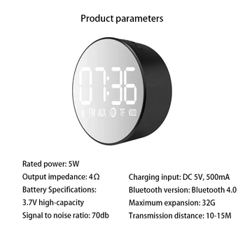 Fm Radio Clock Mirror Display Digital Table Alarm Clock Portable TF Card Aux Playback Subwoofer Wireless Bluetooth Speaker
Fm Radio Clock Mirror Display Digital Table Alarm Clock Portable TF Card Aux Playback Subwoofer Wireless Bluetooth Speaker