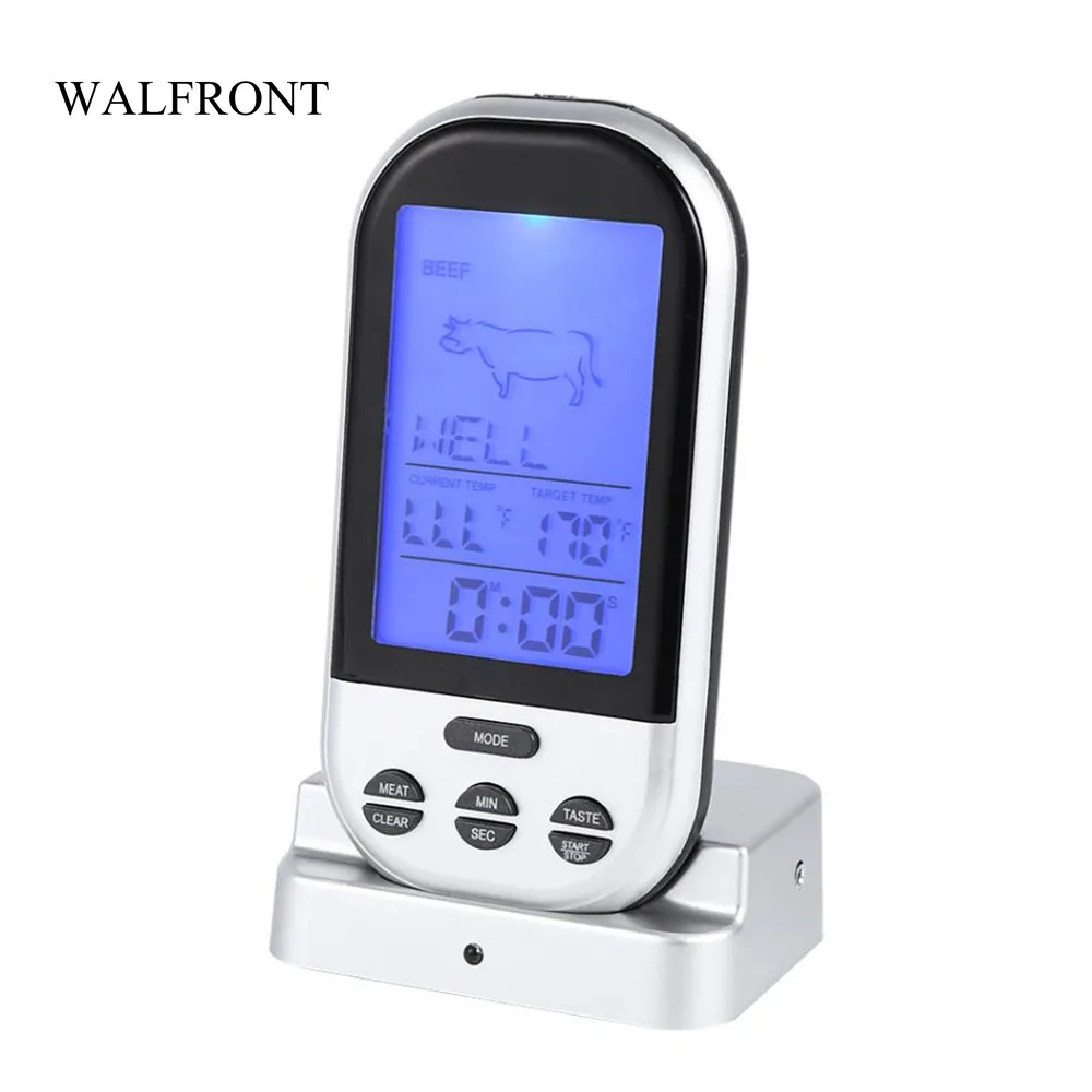 WALFRONT Digital LCD Wireless BBQ Thermometer Kitchen Oven Food Cooking Tool Grill Meat Thermometer with Probe Temperature Timer
WALFRONT Digital LCD Wireless BBQ Thermometer Kitchen Oven Food Cooking Tool Grill Meat Thermometer with Probe Temperature Timer
