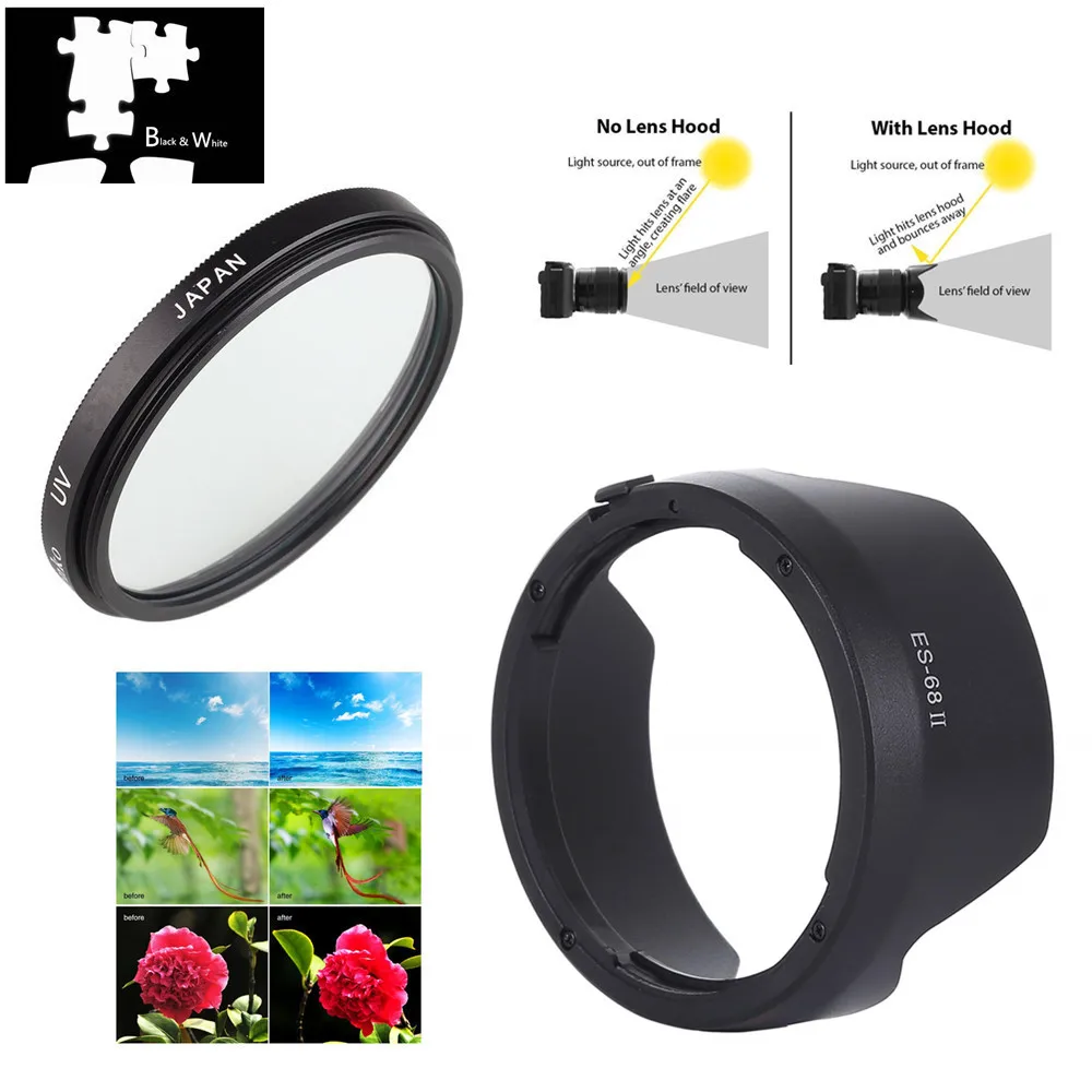 49mm UV Filter Lens Hood for Canon EF 50mm f/1.8 STM Lens EOS 6D Mark II 80D 77D 70D 60D 800D 750D 760D 700D 1300D 4000D 2000D
49mm UV Filter Lens Hood for Canon EF 50mm f/1.8 STM Lens EOS 6D Mark II 80D 77D 70D 60D 800D 750D 760D 700D 1300D 4000D 2000D