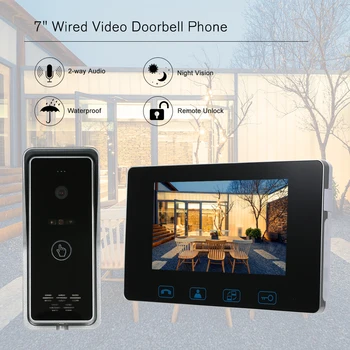 

Phone Video Intercom Monitor Doorphone Camera Kits Support Unlock Monitoring Dual-Way Intercom Waterproof Wired Video Doorbell