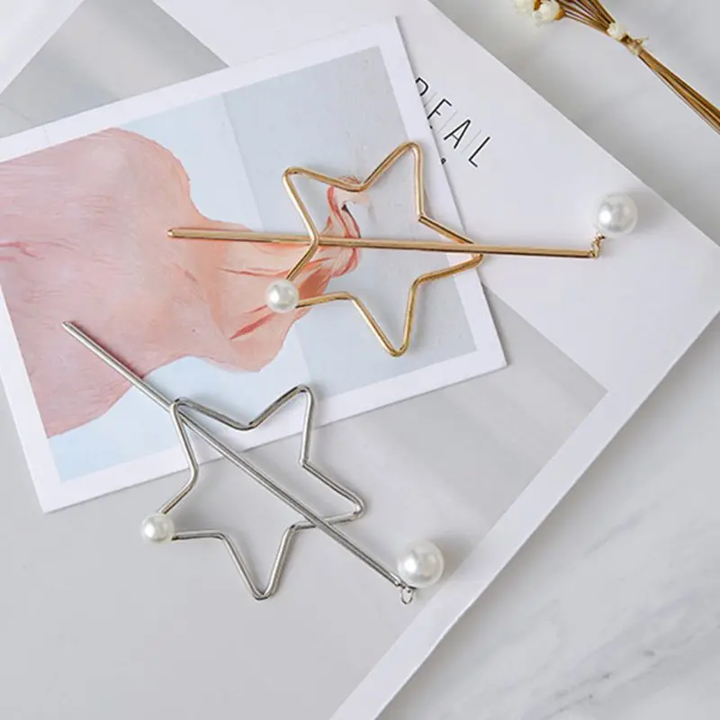 Ladies Minimalist Hairpin Five-Pointed Star Pierced Hair Clip Faux Pearl Charms Slide Comb Styling Ponytail Holder Bun Maker
Ladies Minimalist Hairpin Five-Pointed Star Pierced Hair Clip Faux Pearl Charms Slide Comb Styling Ponytail Holder Bun Maker