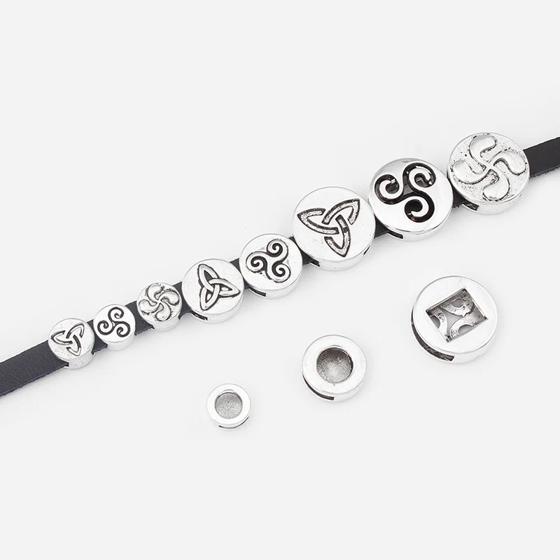 Plata Antigua Plana Redonda Aleación Estilo Tibetano Beads 13mm fabricación de joyas 20 un