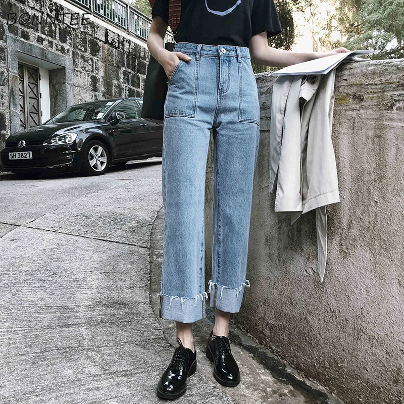 Jeans Women Spring Students Loose Ankle-Length Crimping Chic Womens Oversize Korean Elegant Casual Pockets Straight Female Denim
Jeans Women Spring Students Loose Ankle-Length Crimping Chic Womens Oversize Korean Elegant Casual Pockets Straight Female Denim