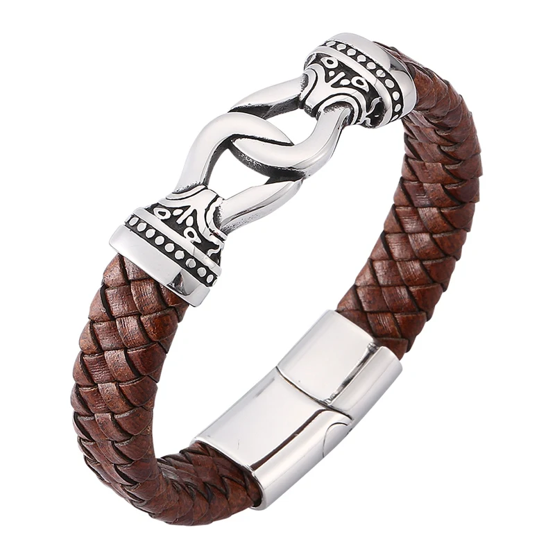 Fashion Men Jewelry Punk Rock Brown Braided Leather Charm Bracelet for Man S.Steel Magnet Clasp Male Leather Bangle Gift SP0170
Fashion Men Jewelry Punk Rock Brown Braided Leather Charm Bracelet for Man S.Steel Magnet Clasp Male Leather Bangle Gift SP0170