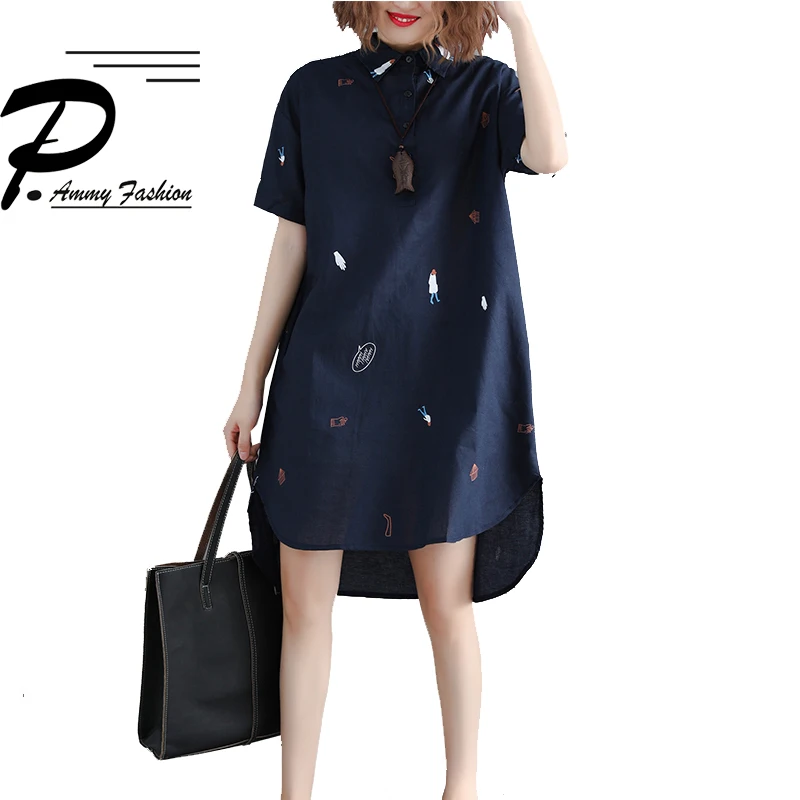 Women Casual Large size Asymmetrical hem Cotton & Linen Blouse 2018 Summer Big Size Mid-Long Turn-down Collar Long Tunic shirt
Women Casual Large size Asymmetrical hem Cotton & Linen Blouse 2018 Summer Big Size Mid-Long Turn-down Collar Long Tunic shirt