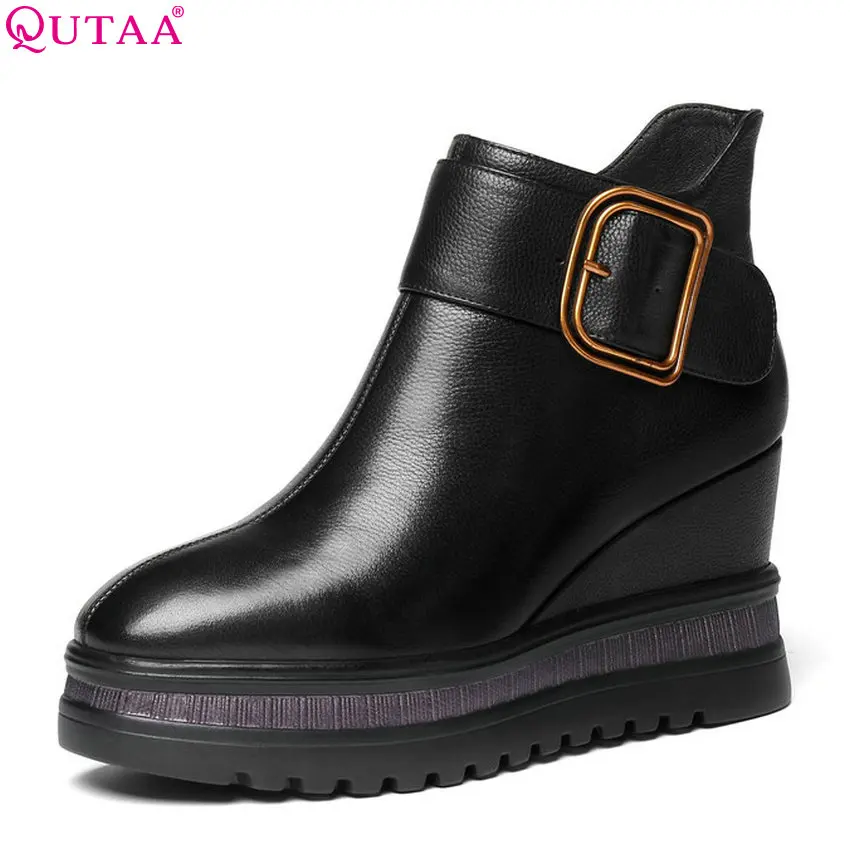 QUTAA 2019 Women Ankle Boots Platform Zipper All Match Cow Leather+pu Square Toe Wedges Heel Elegant Women Boots Big Size 34-42
QUTAA 2019 Women Ankle Boots Platform Zipper All Match Cow Leather+pu Square Toe Wedges Heel Elegant Women Boots Big Size 34-42