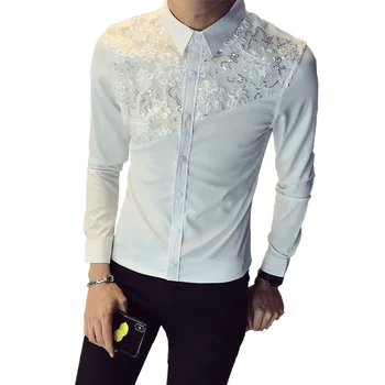 British Shirt Men Fashion 2018 Autumn New Clothes Sexy Lace Patchwork Streetwear Male Shirt Long Sleeve Slim Fit Prom Tuxedo
British Shirt Men Fashion 2018 Autumn New Clothes Sexy Lace Patchwork Streetwear Male Shirt Long Sleeve Slim Fit Prom Tuxedo