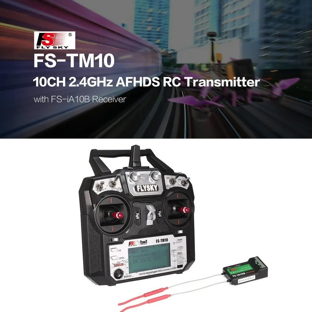 Flysky FS-TM10 AFHDS RC Transmitter FS-i6X 10CH 2.4GHz Radio Model Remote Controller System with FS-IA6B Receiver
Flysky FS-TM10 AFHDS RC Transmitter FS-i6X 10CH 2.4GHz Radio Model Remote Controller System with FS-IA6B Receiver