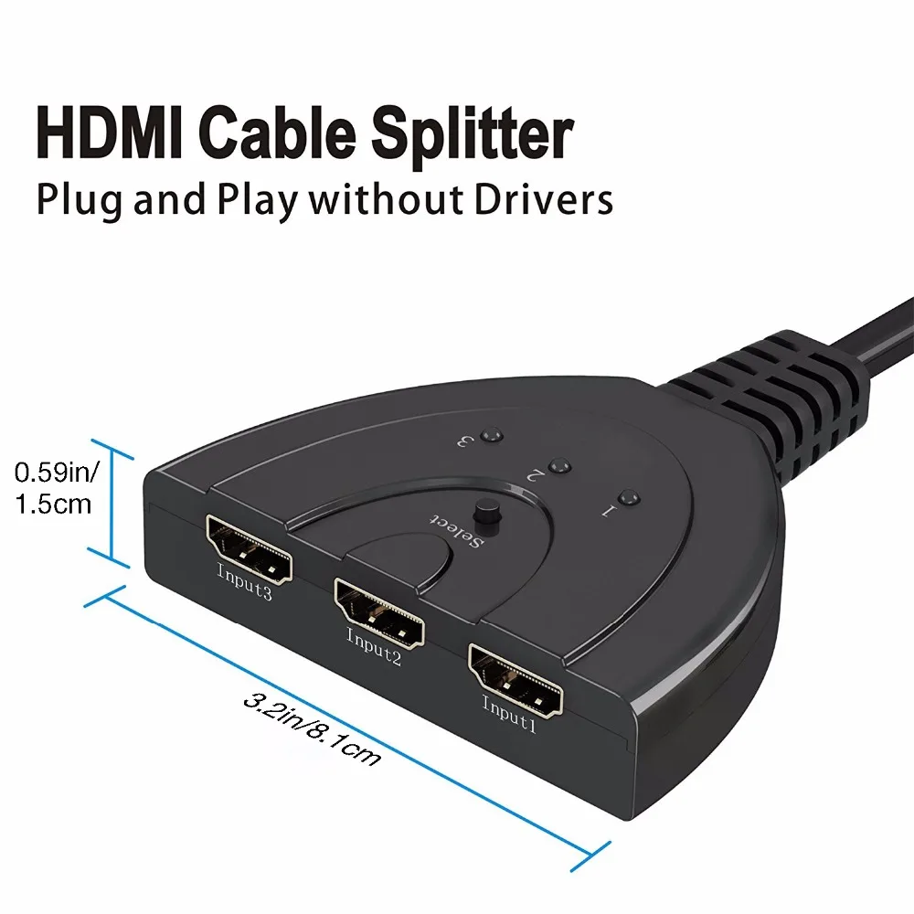 DZLST HDMI Сплиттер 4K * 2K 3 порта s мини коммутатор кабель 1.4b 1080P для DVD HDTV Xbox PS PS4 в 1 выход