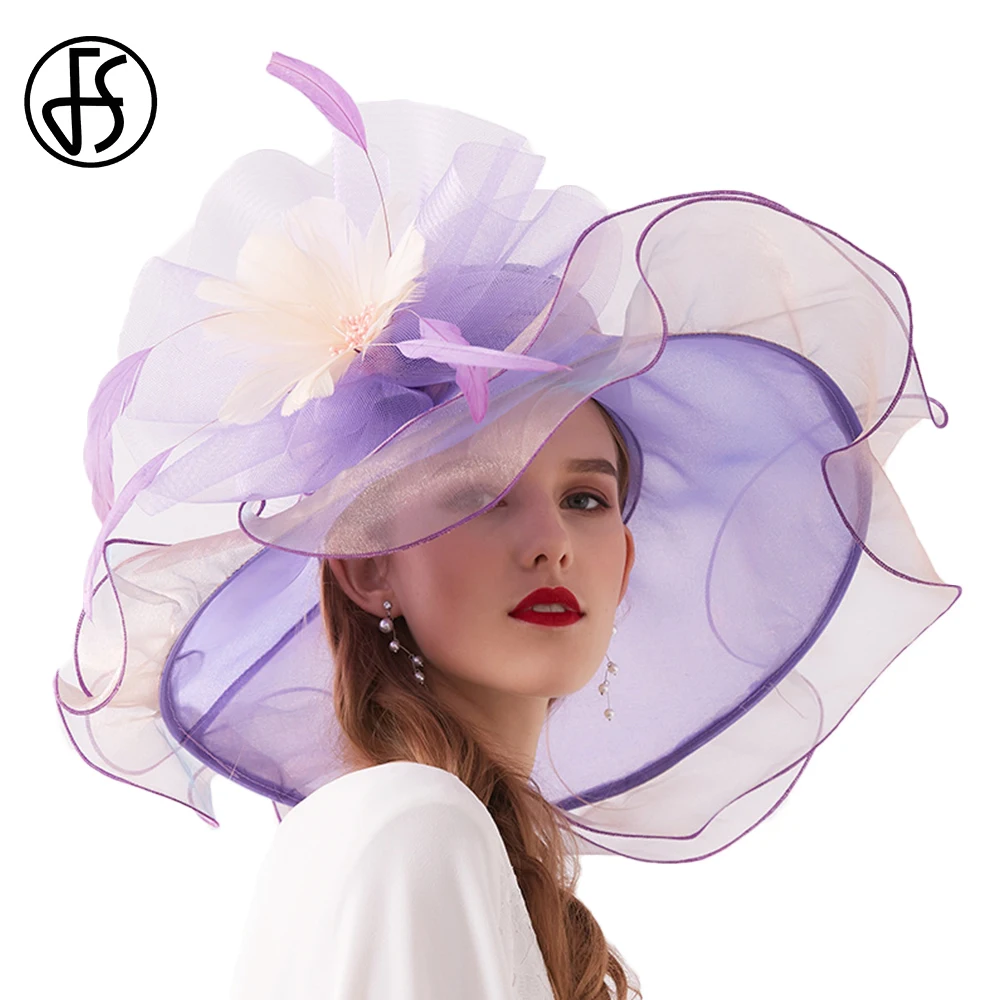 FS 2019 New Women Hats For Church Elegant Organza Summer Sun Hat Ladies Tea Party Cap Large Wide Brim Fedoras With Big Flower
FS 2019 New Women Hats For Church Elegant Organza Summer Sun Hat Ladies Tea Party Cap Large Wide Brim Fedoras With Big Flower