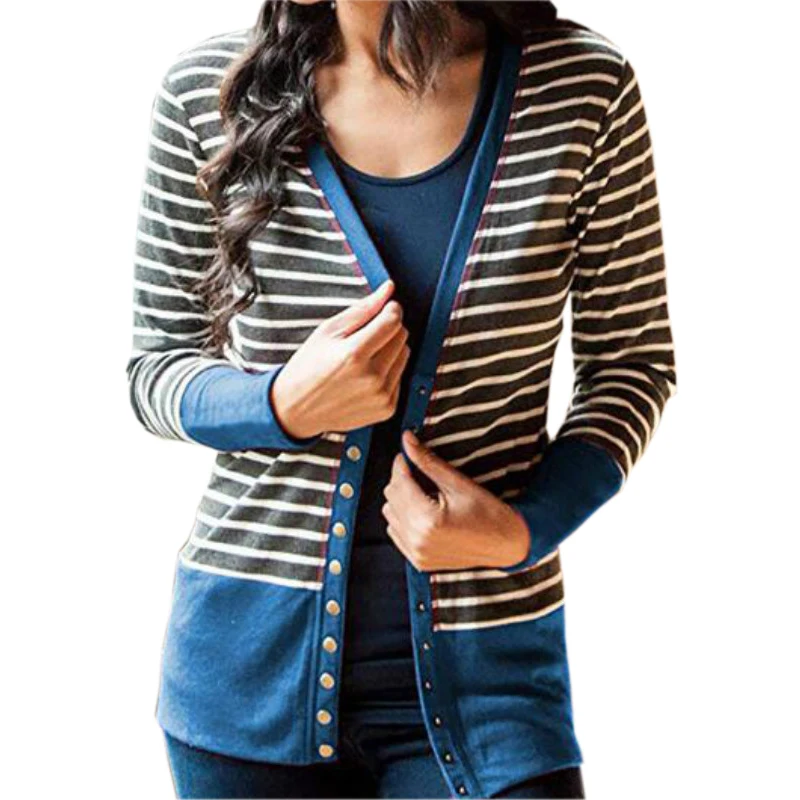 Striped Women Jackets Open Stitch Single-breasted Candy Sweet Knitted Coats 2XL Oversize Slim Autumn Jacket Eyelet Button M0240
Striped Women Jackets Open Stitch Single-breasted Candy Sweet Knitted Coats 2XL Oversize Slim Autumn Jacket Eyelet Button M0240