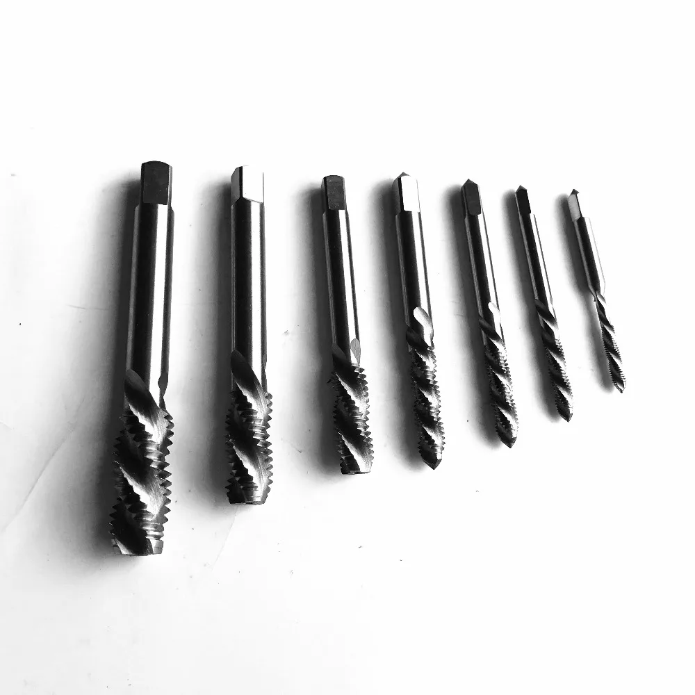 

High quality HSS6542 made left hand 7pcs HSS Machine spiral Taps Screw Taps HSS M3 M4 M5 M6 M8 M10 M12 for steel workpieces