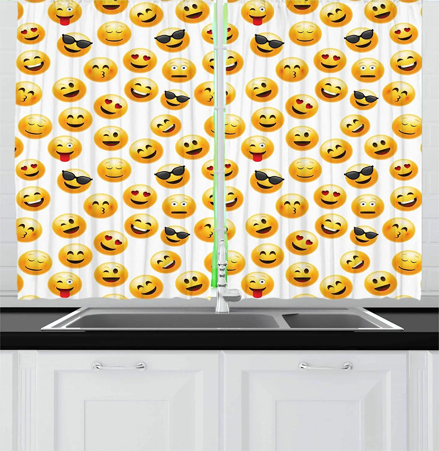 Emoji Curtains Smiley Face Character Illustration Feeling Happy Surprised Cool and in Love Window Drapes for Living Room Bedroom
Emoji Curtains Smiley Face Character Illustration Feeling Happy Surprised Cool and in Love Window Drapes for Living Room Bedroom