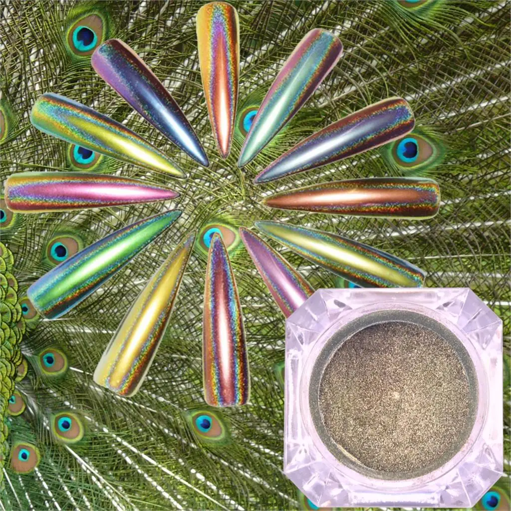 0.2g Peacock Holographic Chameleon Nail Glitter Powder Mirror Holo Laser Chrome Pigment Manicure Nail Art Decorations
0.2g Peacock Holographic Chameleon Nail Glitter Powder Mirror Holo Laser Chrome Pigment Manicure Nail Art Decorations