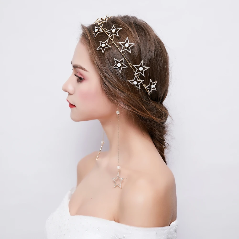 Fashion Stars Headband Rhinestone Crown Headpiece Hair Jewelry Long Chain Dangle Earrings Women Bijoux Headdress Wedding Party
Fashion Stars Headband Rhinestone Crown Headpiece Hair Jewelry Long Chain Dangle Earrings Women Bijoux Headdress Wedding Party