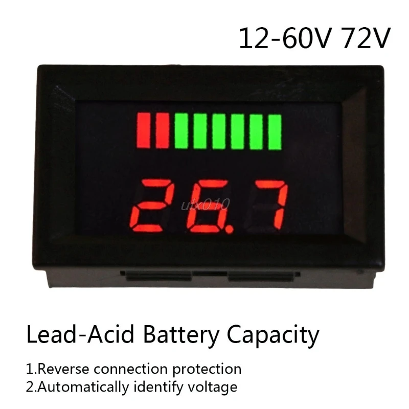DC 2V-60V72V ACID Red Digital Lead Battery Capacity Indicator Charge Level Lead-acid LED Tester Voltmeter Household Tools July
DC 2V-60V72V ACID Red Digital Lead Battery Capacity Indicator Charge Level Lead-acid LED Tester Voltmeter Household Tools July