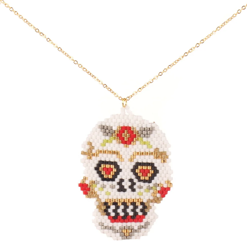 ANL019(1), Limited Eddition Frida Skeleton Skull Head MIYUKI Seed Beads Stainless Steel Gold Chain Choker Necklace Jewelry Gifts
ANL019(1), Limited Eddition Frida Skeleton Skull Head MIYUKI Seed Beads Stainless Steel Gold Chain Choker Necklace Jewelry Gifts