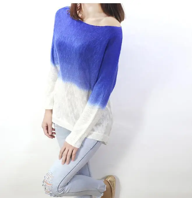 2017 Hot Selling Fashion Style Gradient Spell Color Round Neck Sweater Hedging Bat Long-sleeved Sweater Pullover For Women
2017 Hot Selling Fashion Style Gradient Spell Color Round Neck Sweater Hedging Bat Long-sleeved Sweater Pullover For Women