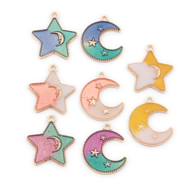 10pcs Enamel Bi-color Pentagon star Moon charms metal gold pendants fashion Small Hanging Diy Ear Jewelry Alloy Accessories
10pcs Enamel Bi-color Pentagon star Moon charms metal gold pendants fashion Small Hanging Diy Ear Jewelry Alloy Accessories