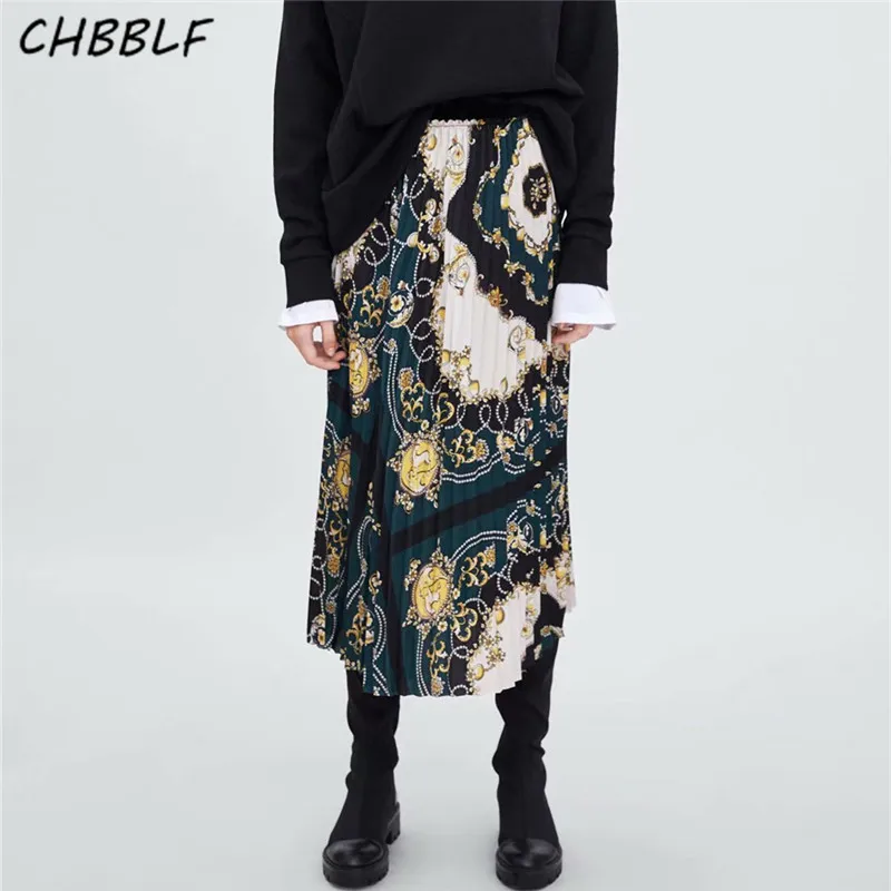 CHBBLF Vintage print pleated skirt spliced style elastic waist female wild chic midi skirt POP1577
CHBBLF Vintage print pleated skirt spliced style elastic waist female wild chic midi skirt POP1577