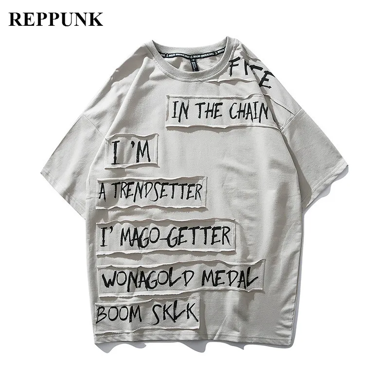 REPPUNK 2019 New Men's Summer Personality Letter Printing Patch Loose T-shirt Male Oversize Casual Short-sleeved T-shirt
REPPUNK 2019 New Men's Summer Personality Letter Printing Patch Loose T-shirt Male Oversize Casual Short-sleeved T-shirt
