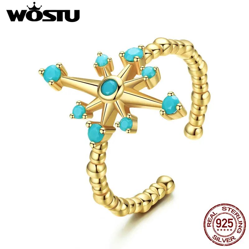 WOSTU 100% Real Sterling Silver Shiny Mango Opening Rings Simple & Lovely Golden Hexagram Star With Blue Rings CQR548
WOSTU 100% Real Sterling Silver Shiny Mango Opening Rings Simple & Lovely Golden Hexagram Star With Blue Rings CQR548