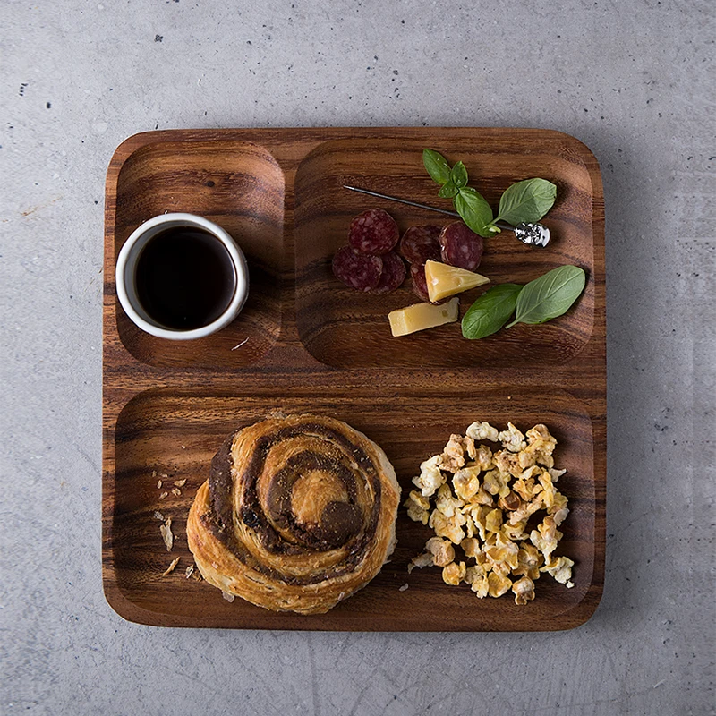 Vintage Style Acacia Wood Breakfast Plates with 3 Slots Eco Natural Wood Cake/Desserts Serving Tray Square Dish Plate Tableware
Vintage Style Acacia Wood Breakfast Plates with 3 Slots Eco Natural Wood Cake/Desserts Serving Tray Square Dish Plate Tableware