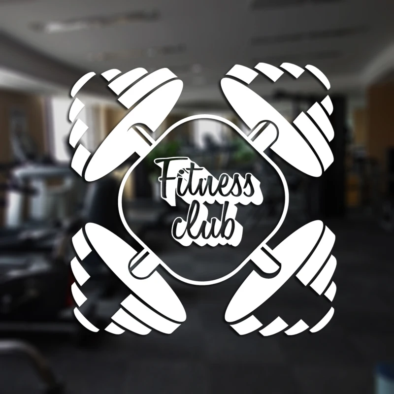 Gym Name Sticker Fitness Dumbbell Crossfit Decal Body-building Posters Vinyl Wall Decals Parede Decor Mural Gym Sticker