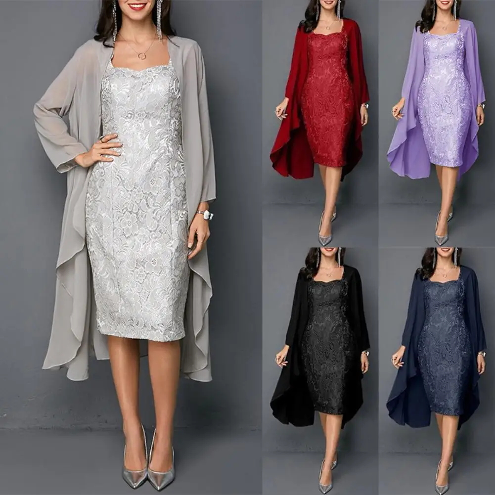 2019 New 2Pcs/Set Wedding Party Knee Length Mother of The Bride Lace Dress with Cardigan
2019 New 2Pcs/Set Wedding Party Knee Length Mother of The Bride Lace Dress with Cardigan