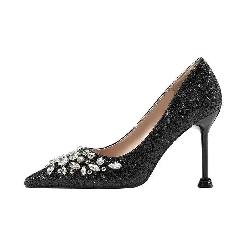 2019 spring and autumn new European and American pointed high-heeled rhinestone women's shoes black ljj 0510
2019 spring and autumn new European and American pointed high-heeled rhinestone women's shoes black ljj 0510