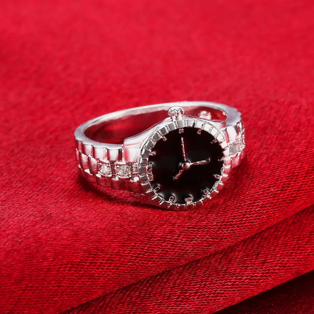 Novelty Watch Look Finger Ring for Women Men Silver 925 Black Enamel Bague Jewelry Christmas Party Accessories
Novelty Watch Look Finger Ring for Women Men Silver 925 Black Enamel Bague Jewelry Christmas Party Accessories