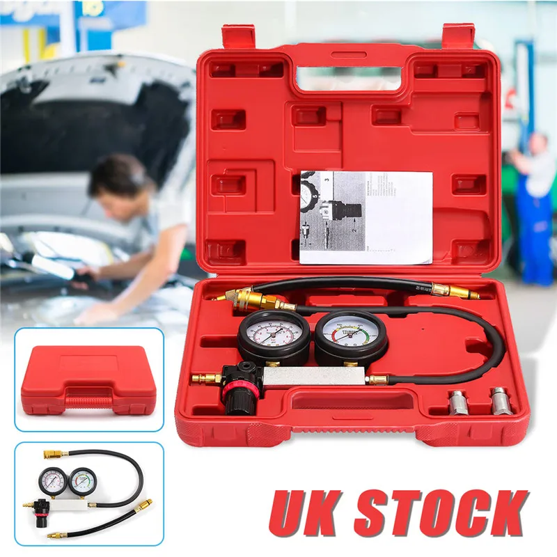 Universal 0-100PSI Cylinder Leak Tester Compression Leakage Detector Kit Set Petrol Engine Gauge Tool Double Gauge System
Universal 0-100PSI Cylinder Leak Tester Compression Leakage Detector Kit Set Petrol Engine Gauge Tool Double Gauge System
