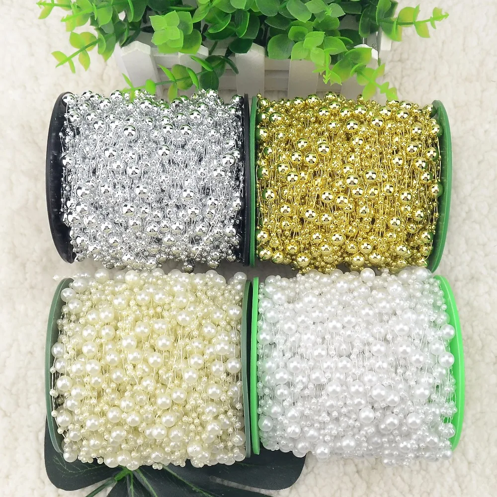 60M Gold/White/Silver Fishing Line Artificial Pearls Beads Chain Garland Flowers For Wedding Bridal Bouquet Flower Decoration
60M Gold/White/Silver Fishing Line Artificial Pearls Beads Chain Garland Flowers For Wedding Bridal Bouquet Flower Decoration